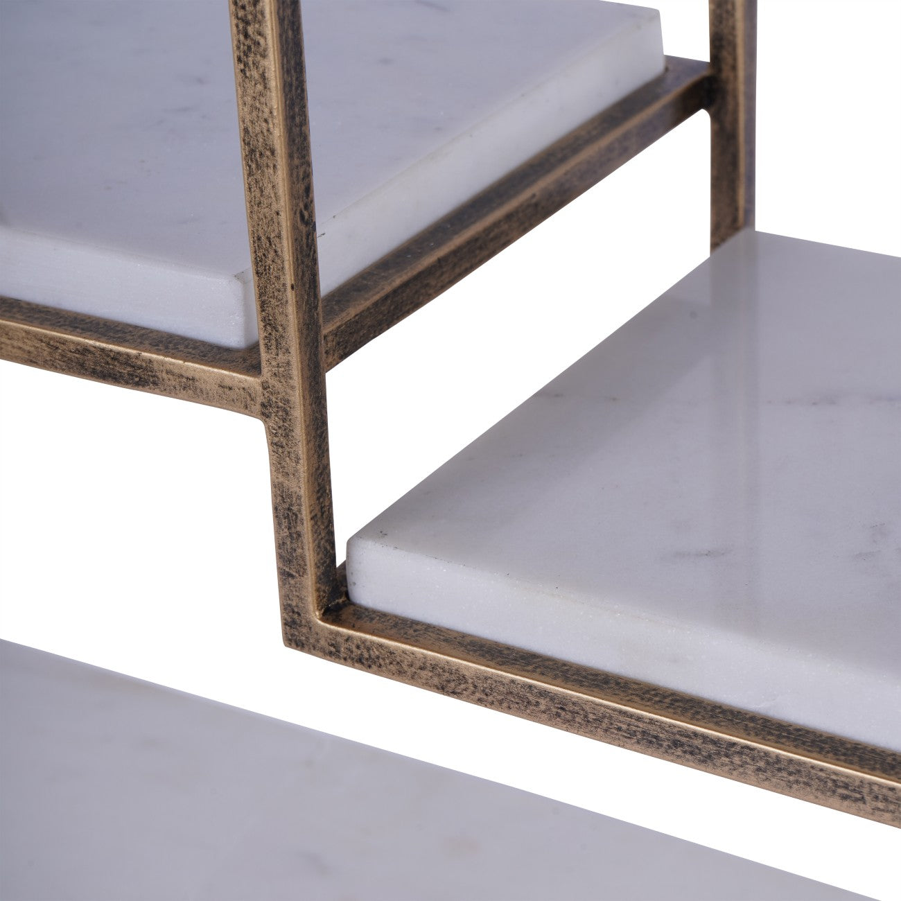 Belvedere Aged Gold & White Marble Multi Tier Buffet Stand Large